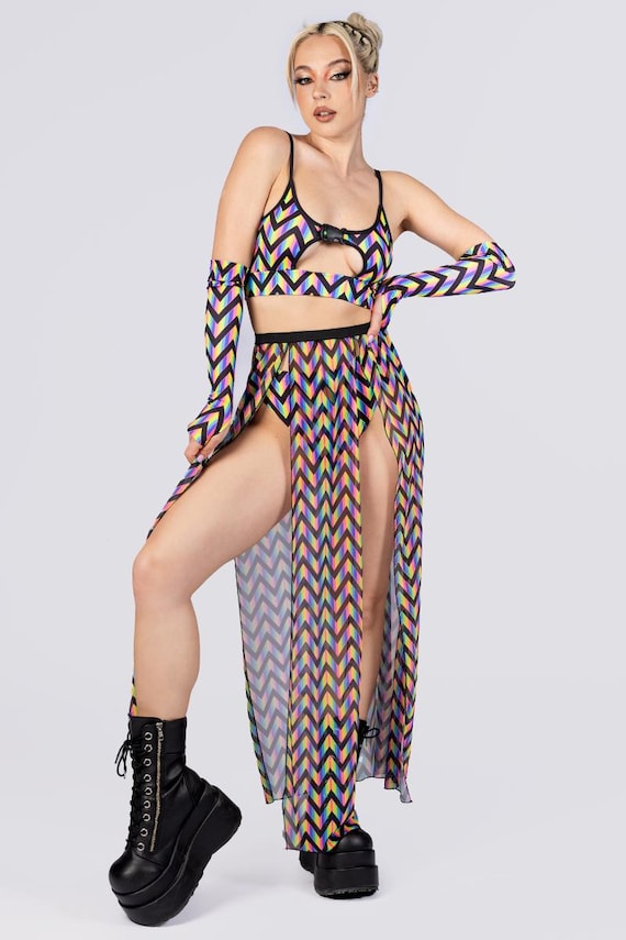 Rainbow Rave Outfit, Pride Clothing for Women, Festival Co-ord Set