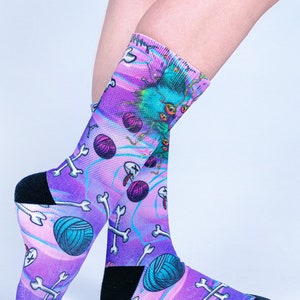 Purple Cat Socks Side View