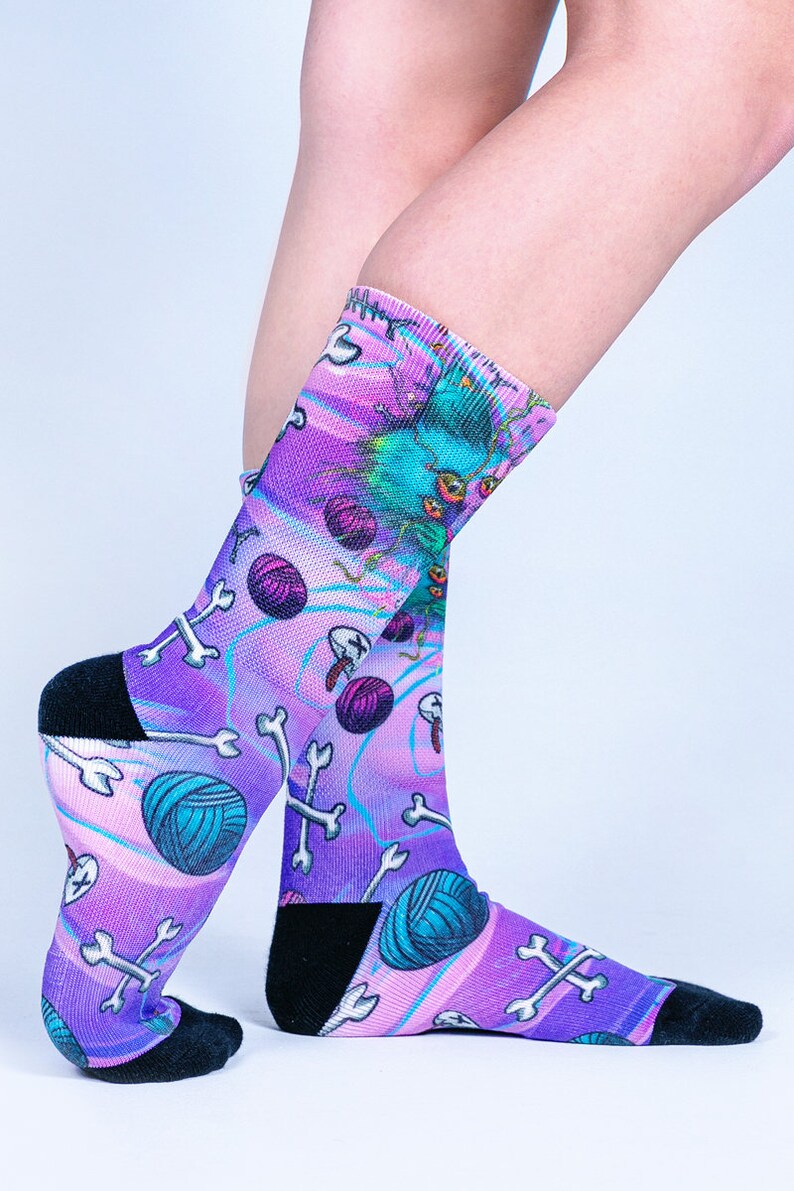 Purple Cat Socks Side View
