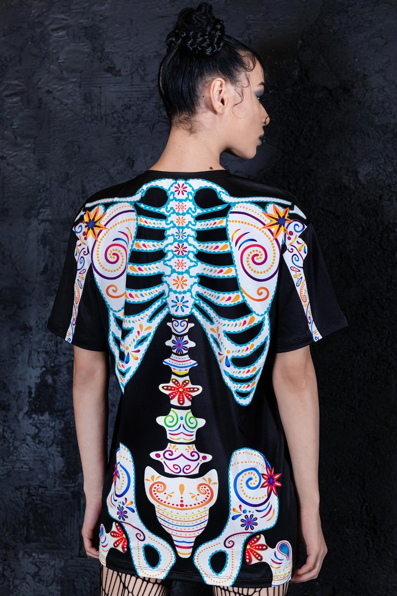 Sugar Skeleton Halloween T-shirt for Women Back View