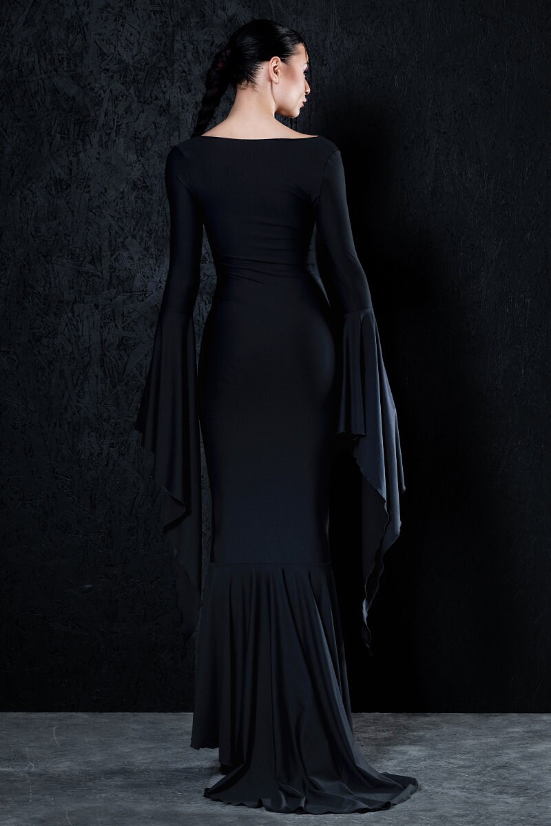 Black Cosplay dress, floor length dress, Black witchy dress, long goth dress, gothic Halloween dress, Cosplay costume, Halloween costume