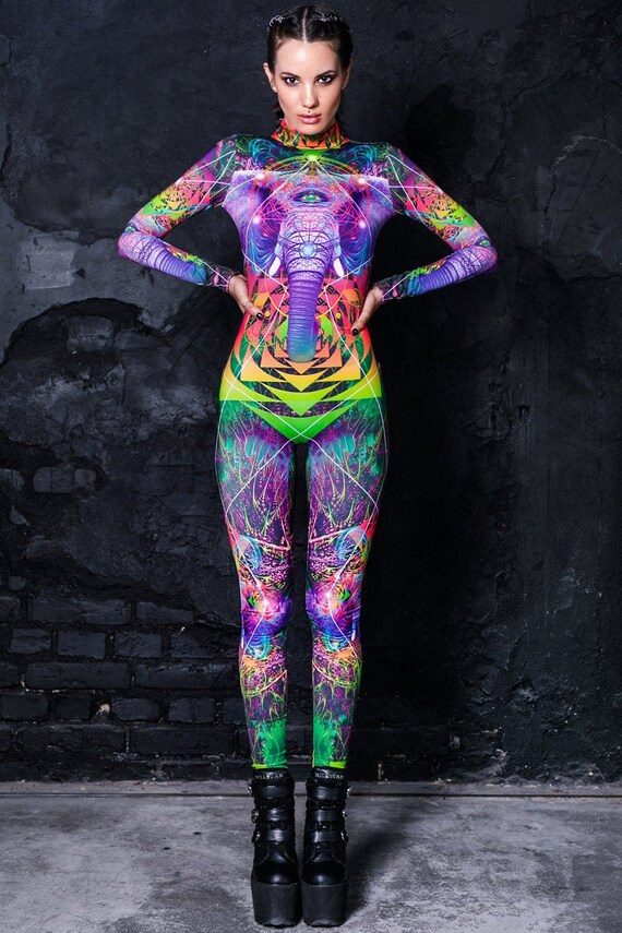 Glow in the Dark Festival Catsuit Rave Costume Spandex | Etsy UK