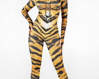 Tiger Costume, Adult Halloween Costume for Women, Sexy Halloween Costume,  Animal Costume, Tiger Bodysuit, One Piece Tiger Catsuit - Etsy