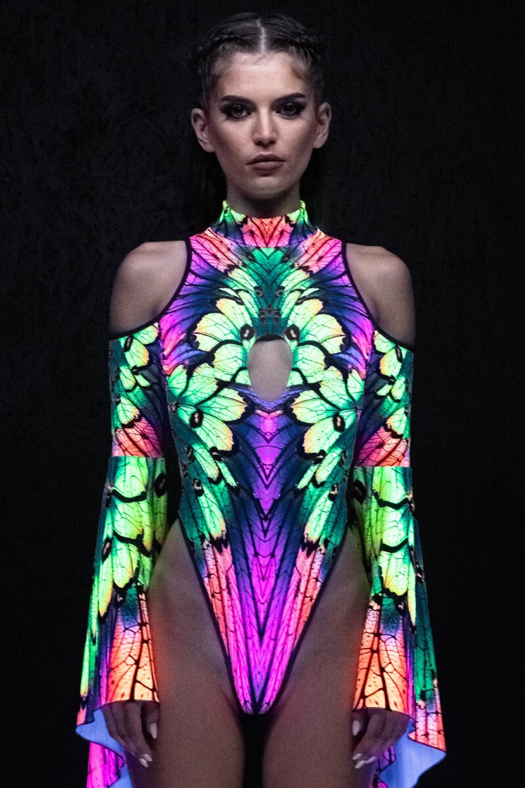 Butterfly Bodysuit, Neon Rave Outfit, Neon Bodysuit, Halloween Bodysuit ...