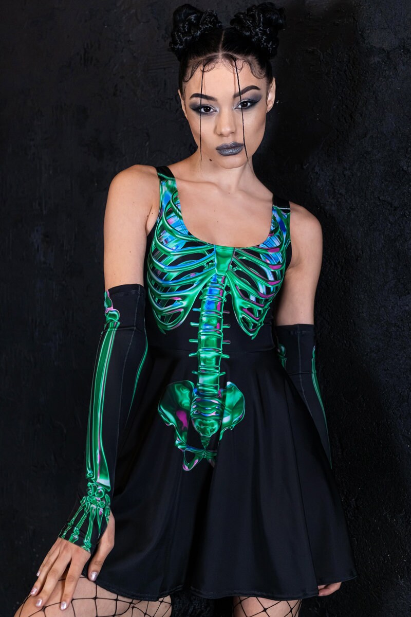 green emerald velvet dress Women's Skull Green Camo Hoodie Dress White / XL main image 1