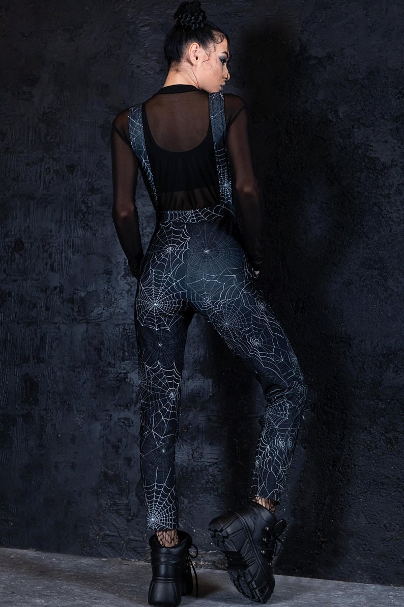 Black Spider Web Overalls Back View