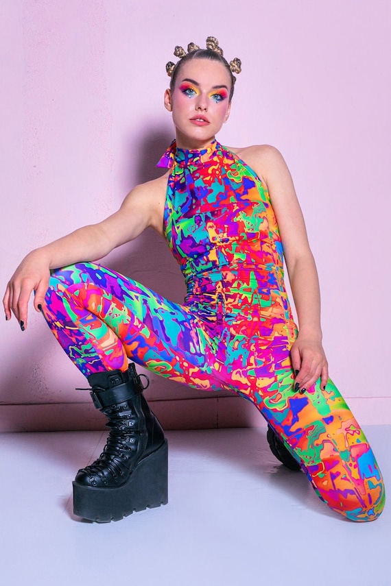 Rainbow Jumpsuit, Rainbow Catsuit, Spandex Bodysuit, Plus Size