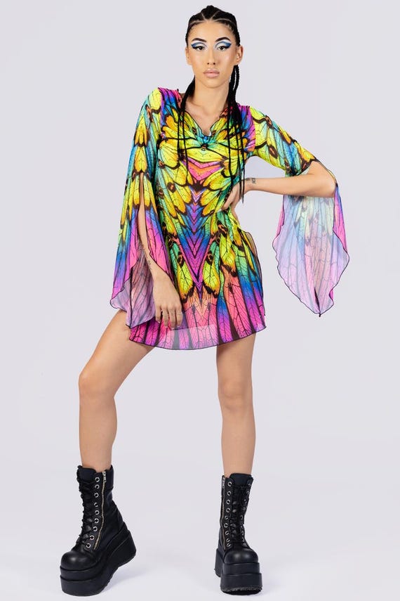 bell sleeve mesh dress A-line Mesh Dress with Puff Sleeves & Sheer Beaded Bodice