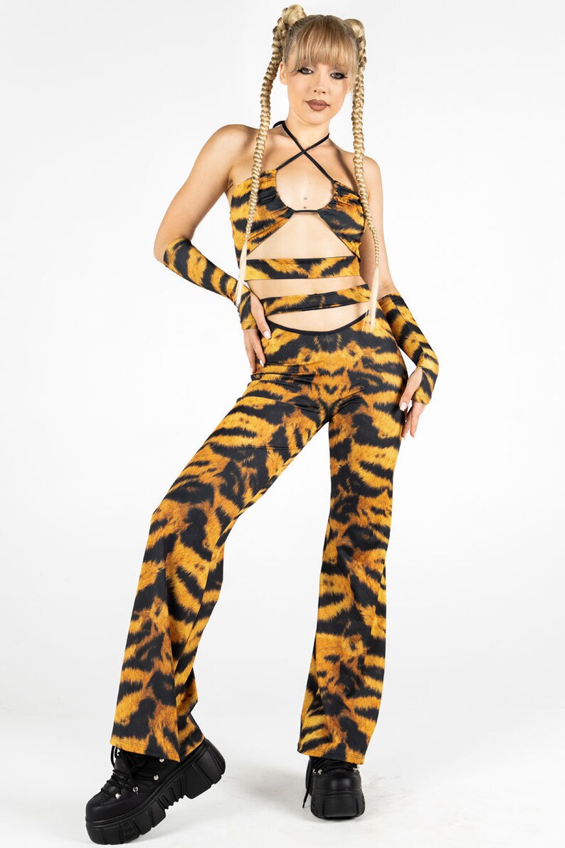 Tiger Rave Crop Top Set Full View