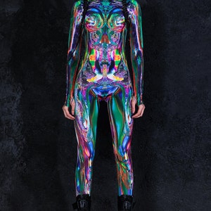 Costume informatico per donne, costume di Halloween rave, costumi di Halloween di coppia, abbigliamento cyberpunk, costume cosplay fantascientifico, outfit rave immagine 5