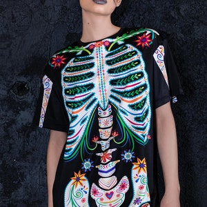 Sugar Skeleton Halloween T-shirt for Women Close View