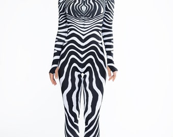 Damen-Overknees Im Zebra-Look – Weiß-Schwarz, Für Fasching & Mottoparty, Einheitsgröße