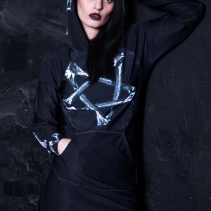 Black Pentagram Hoodie for Women  Close View