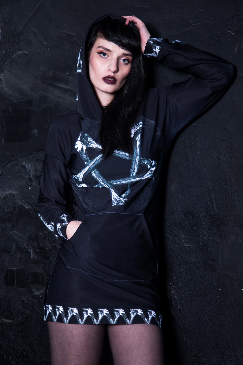 Black Pentagram Hoodie for Women  Close View