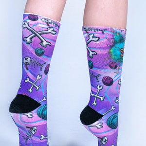 Purple Cat Socks Back View