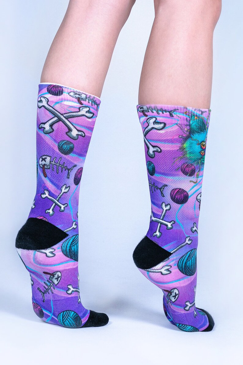 Purple Cat Socks Back View