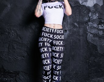 Fuck Leggings, Plus Size Printed Leggings, Festival Leggings for