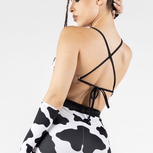 Cow Print Halter Neck Top Set Back View