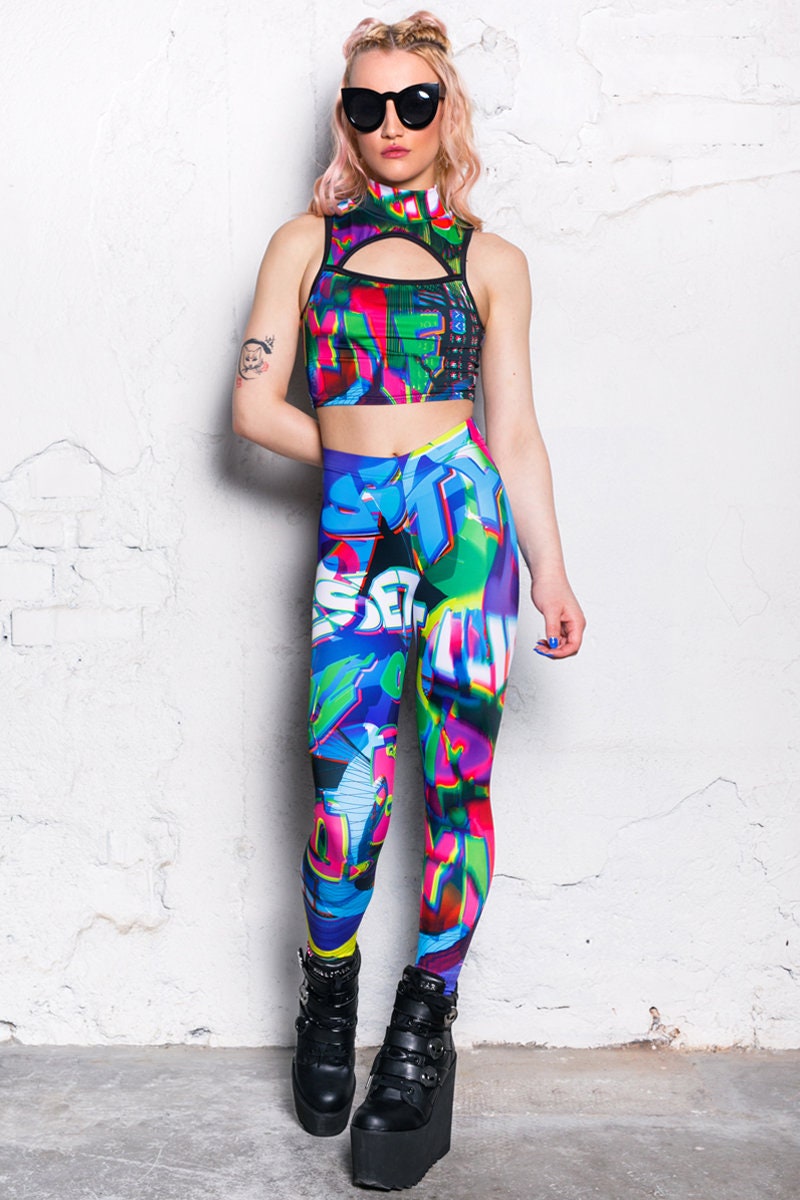 Festival Leggings yoga leggings rave outfit high waisted Etsy