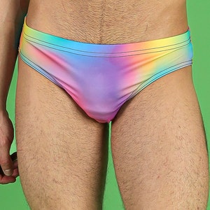 Rainbol Pride Swim Brief Set Close View