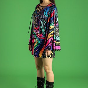 Rainbow Bell Sleeve Dress Side View