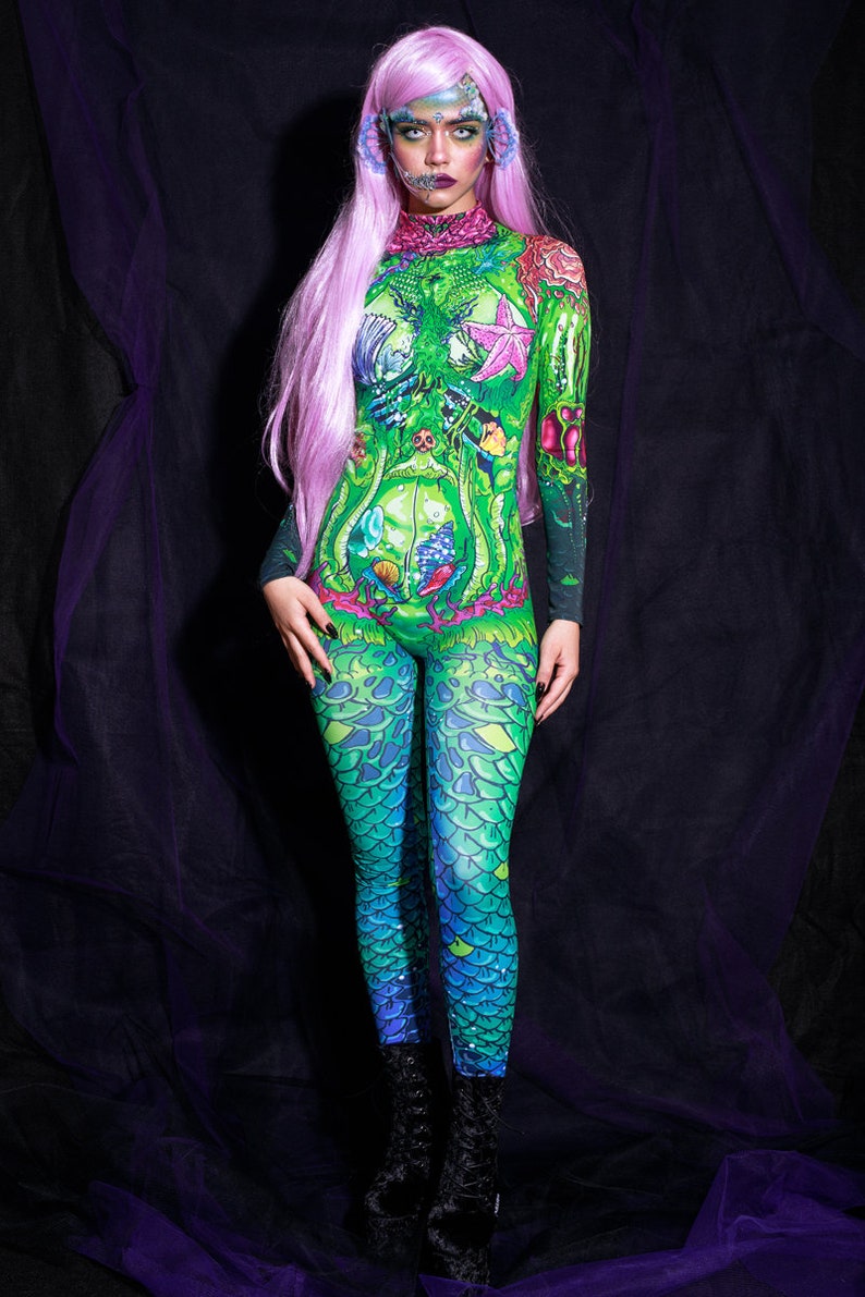 Green Mermaid Halloween Costume Front View