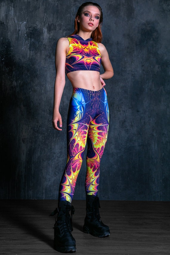 Spandex Leggings Leggings for Women Yellow Shiny Leggings Rave