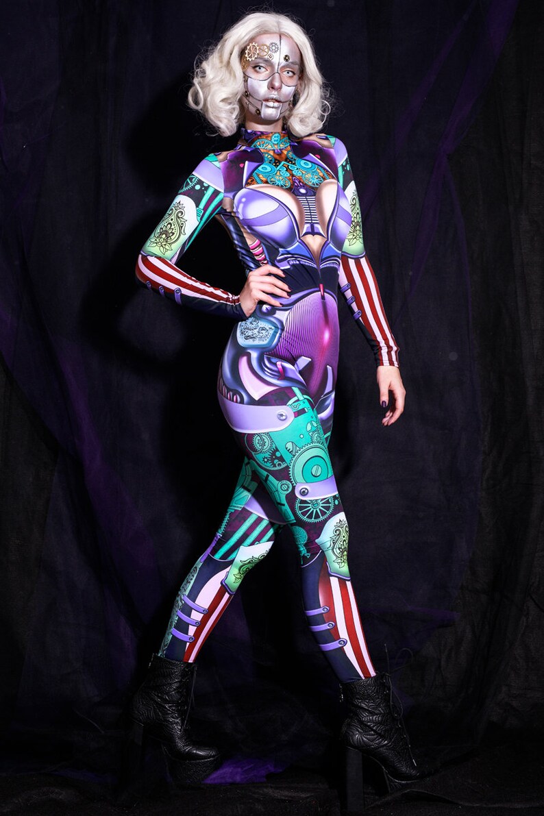 Sexy Costume Rave Bodysuit Larp Clothing Women Catsuit Etsy