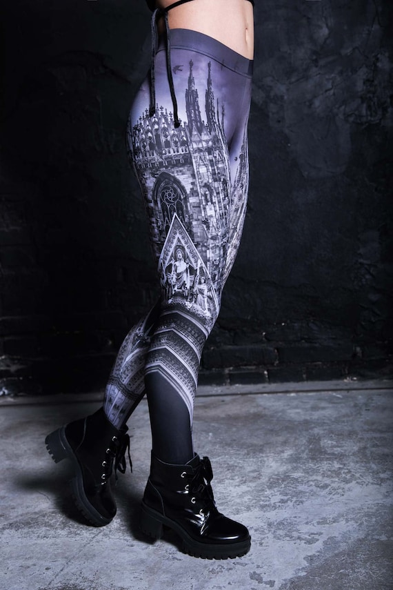 Spider Web Leggings, Black Gothic Leggings, Goth Leggings for