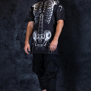 Black Skeleton Halloween T-shirt For Men Full View