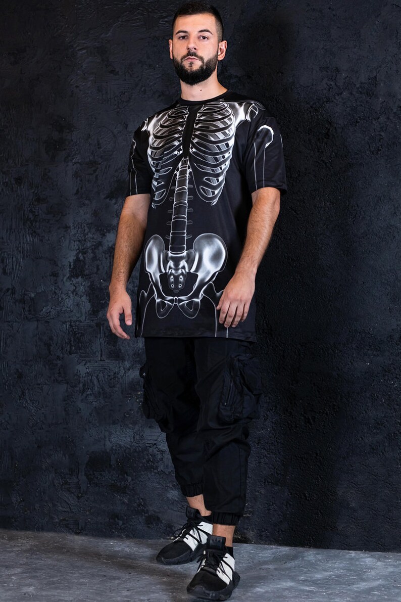 Black Skeleton Halloween T-shirt For Men Full View