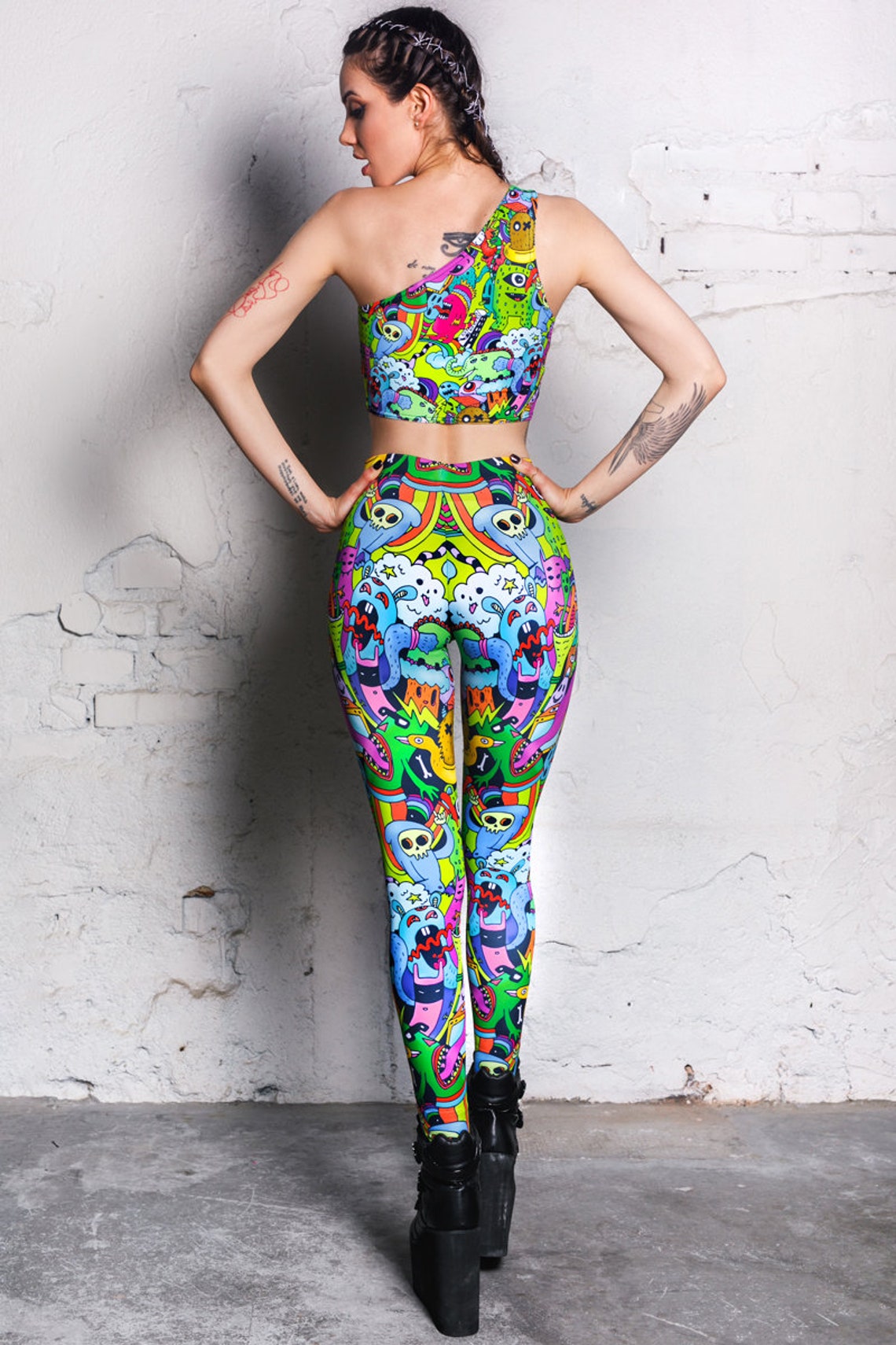 Cactus Llama Pattern Print Women Leggings