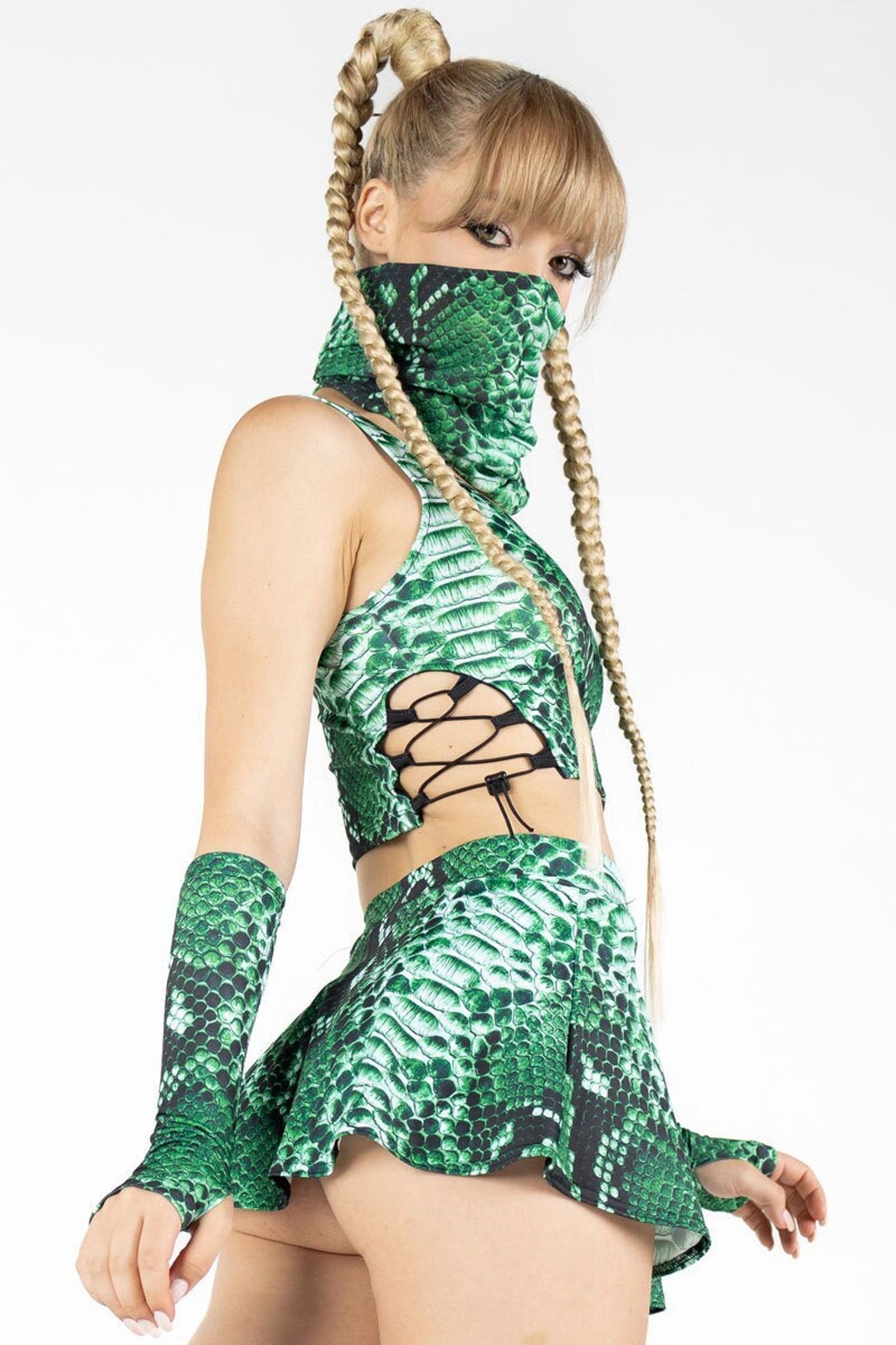 Green Snakeskin print Women's Robe