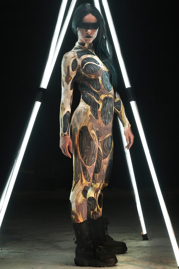 Gold Alien Costume Sci Fi Costume Cosplay Halloween Costume Halloween Costume for Women Sexy Cyborg Adult Costume Futuristic Clothing Etsy
