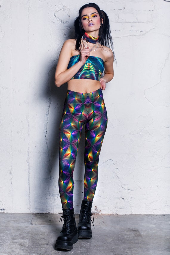 Psy Leggings, Leggings Yoga, Neon Leggings for Party, Club Leggings,  Colorful Spandex Leggings, Tie Dye Leggings, Sexy Gym Leggings, 