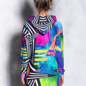 Festival Psychedelic Hoodie Dress Back View
