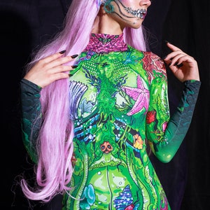 Green Mermaid Halloween Costume Close View