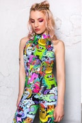 Psychedelic Rave Catsuit, green festival catsuit for women, Burning Man, festival clothing, rave outfit, sexy jumpsuit, sexy adult costume