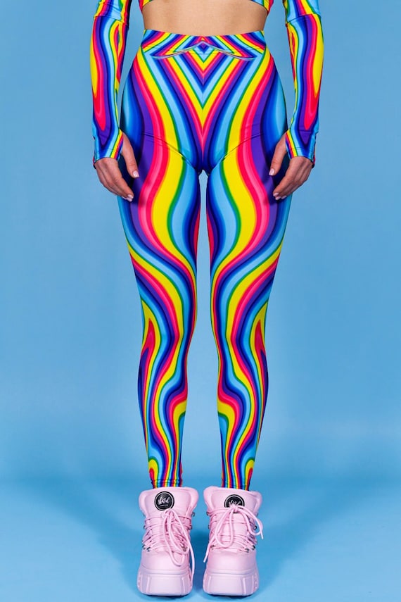 Rainbow Liquid Leggings, High Waisted Leggings for Women, Printed