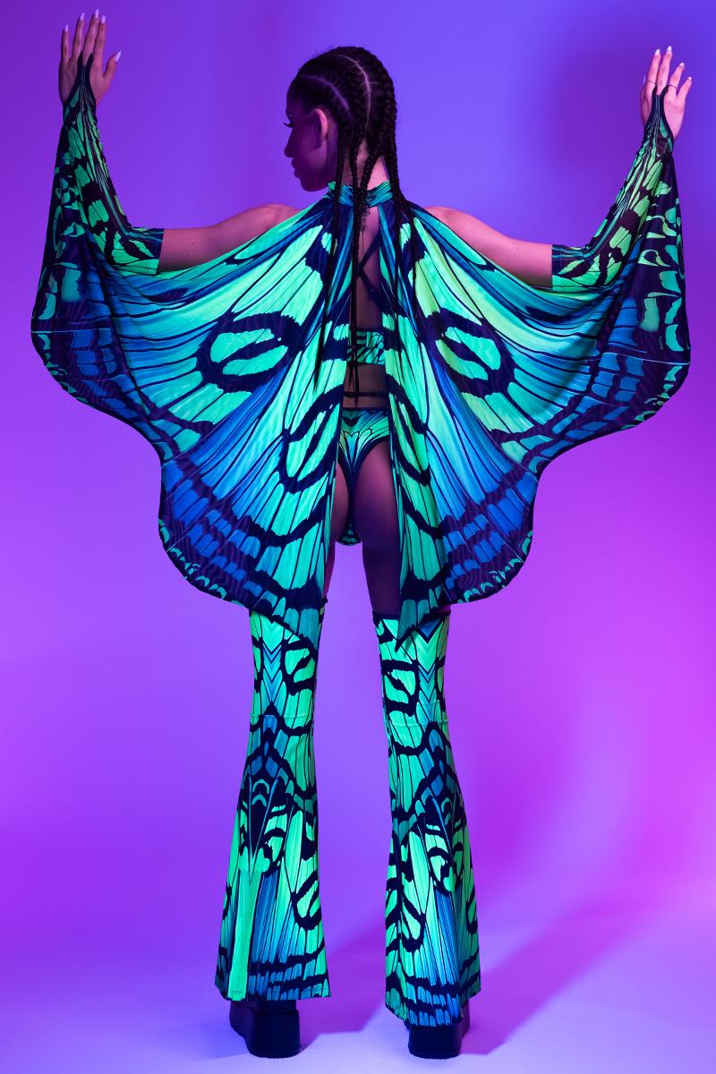 Green Rave Crop Top, Underboob Top, Butterfly Rave Outfit, Fairycore ...