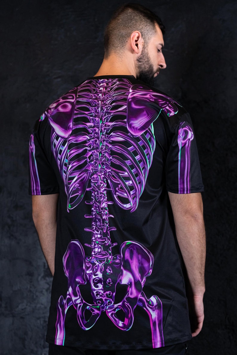 Purple Skeleton Oversized Halloween T-shirt Back View