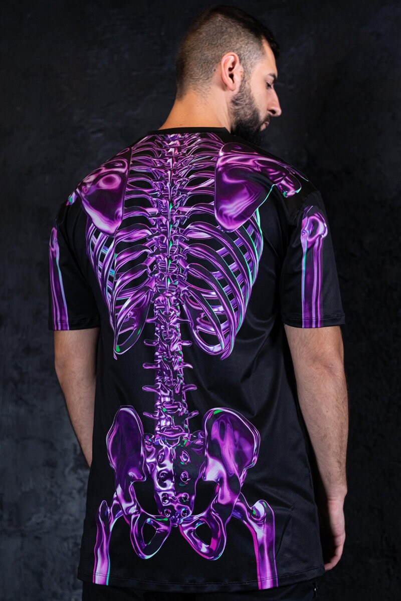 Skelaton Rave Purple Skeleton Shirt, Rave Halloween Costume , Skeleton Graphic Tee ...