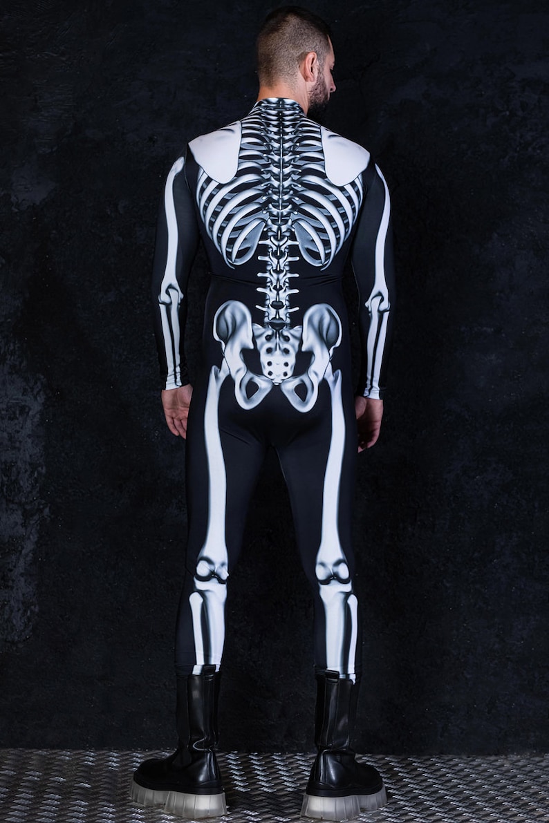 Men Skeleton Halloween Costume Back View