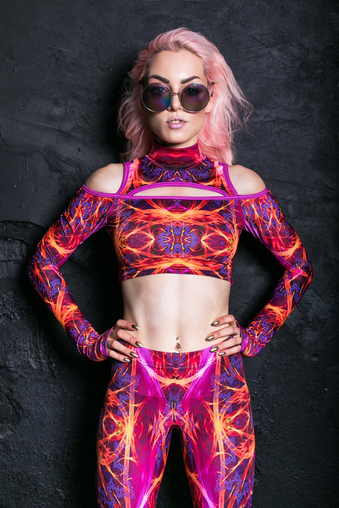 Festival Cold Shoulder Crop Top, Red Crop Top, Rave Cut Out Crop Top ...