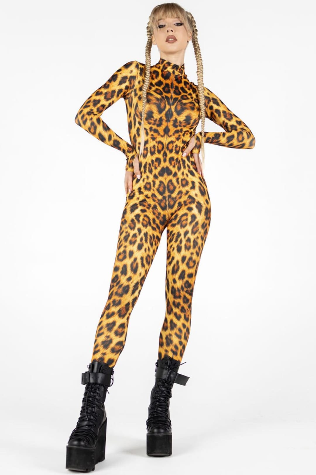 Women Leopard Costume, Adult Animal Halloween Costumes, Animal Print  Clothing, Burning Man Costume, Leopard One Piece Bodysuit Costume