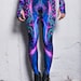 Festival Leggings, blue printed leggings for women, festival outfits, Burning man, futuristic clothing, sci fi clothing, rave two piece set 