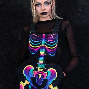 Rainbow Skeleton Overalls Skeleton Dungaree With Bones - Etsy