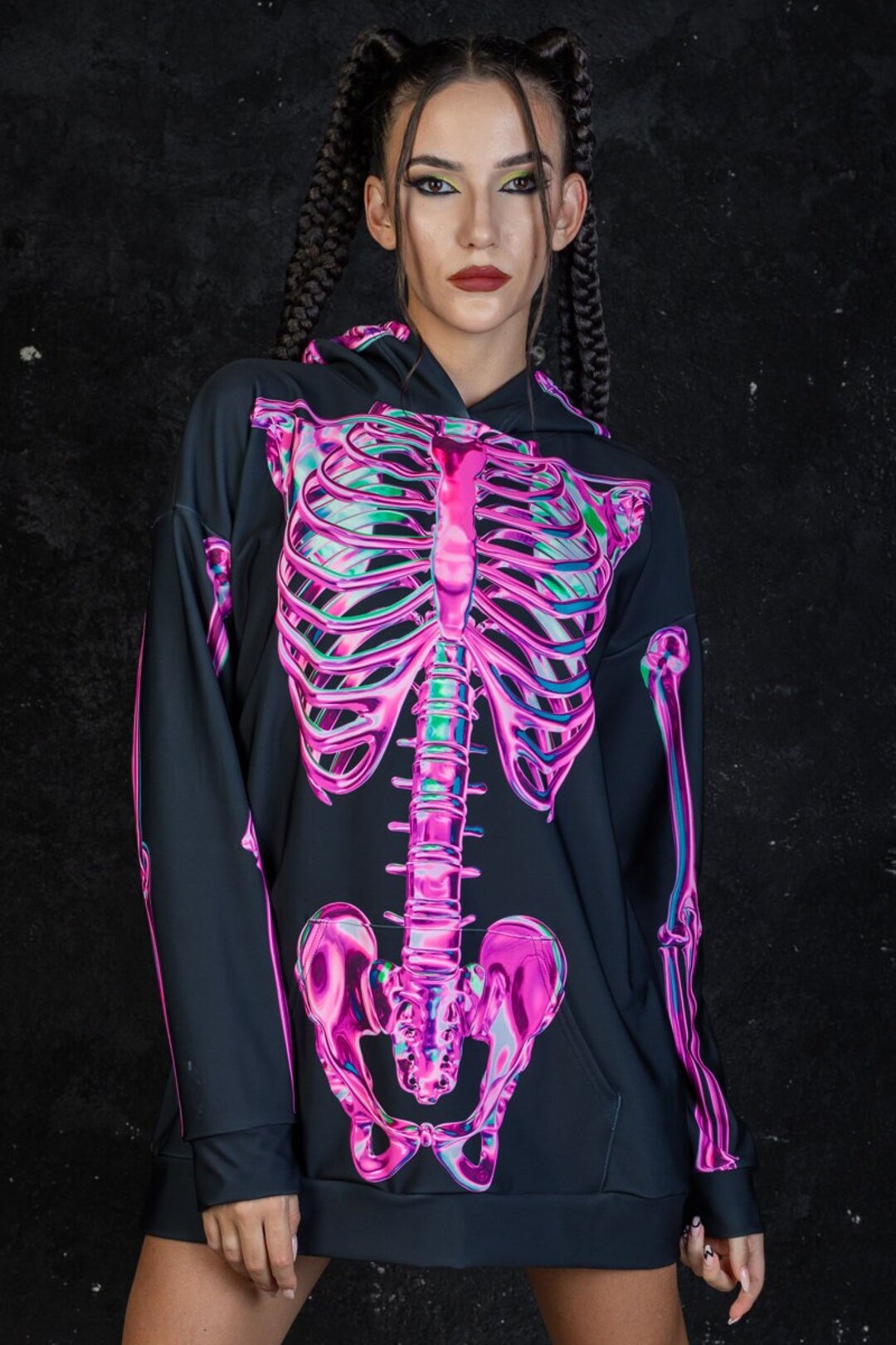 国内で当店のみ PINKSPINK - cat-eared neon skeleton hoodie 国内で当店のみ PINKSPINK - cat-eared neon skeleton hoodie