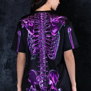 Purple Skeleton Oversized Halloween T-shirt Back View