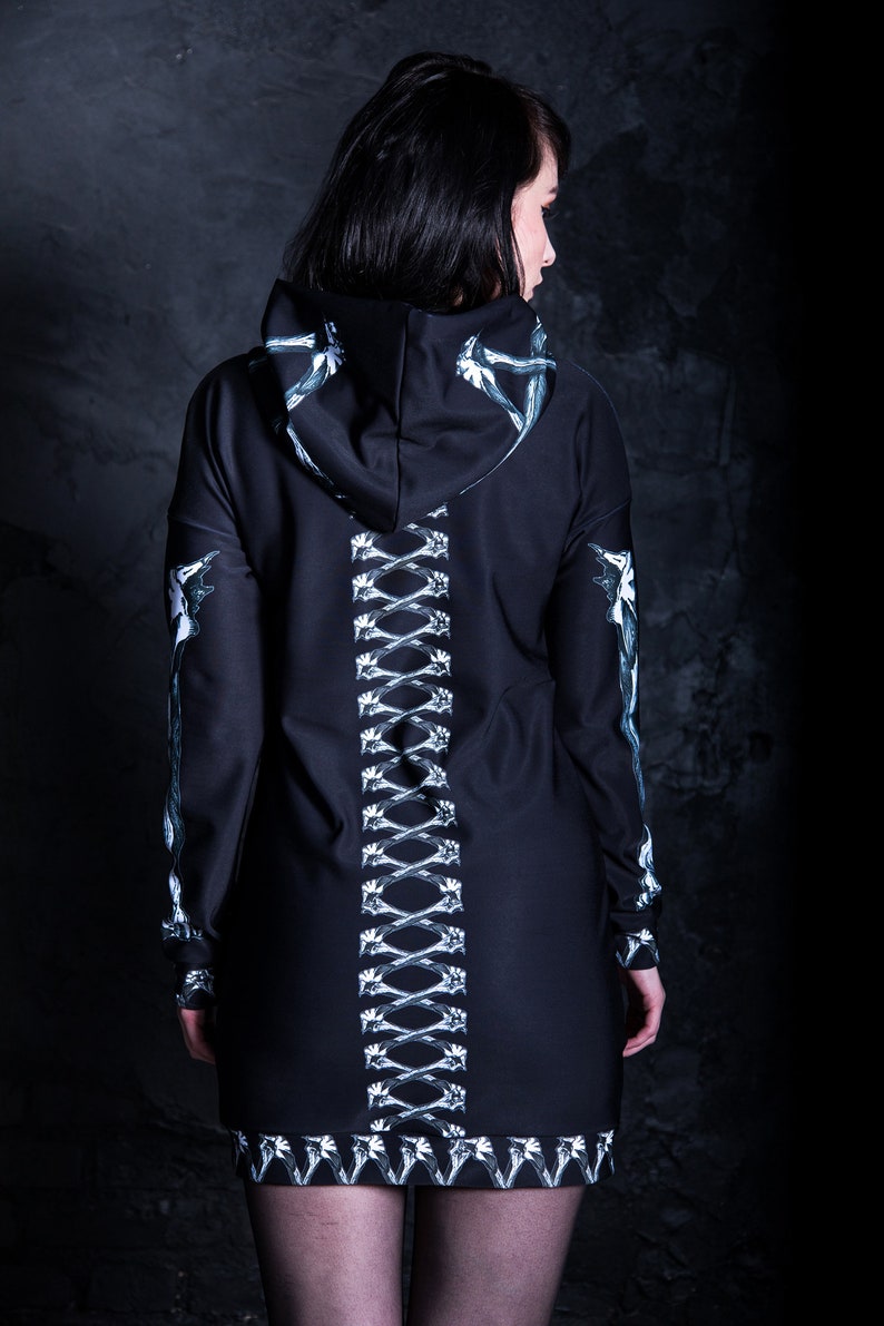 Black Pentagram Hoodie for Women Back View